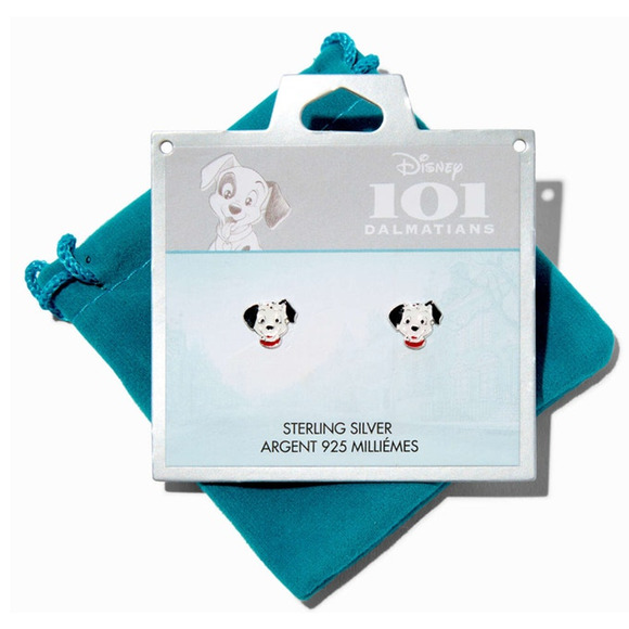 New Disney 101 Dalmatians Enamel Pup Face Sterling Silver Stud Earrings - Picture 1 of 7